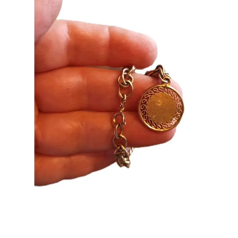 12K gold filled Northwestern Bell bracelet telephone company award medallion